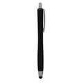 Stylus Click Pen - Black - Black Rubber Grip - Pad Printed